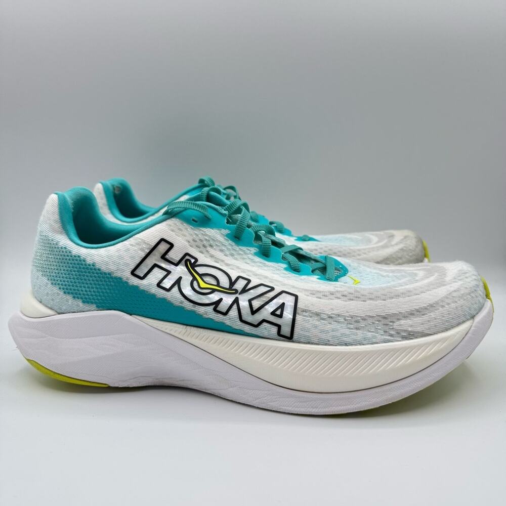 Hoka One One Mach X White Blue Glass Road-Running Sneakers Men’s Size 11.5 - Picture 2 of 9